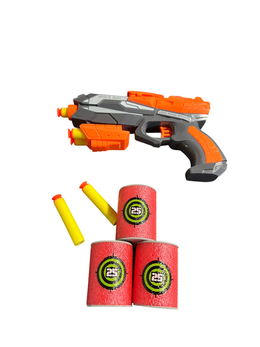 Mini Blaster Space Gun + Dardos y Latas de Tiro