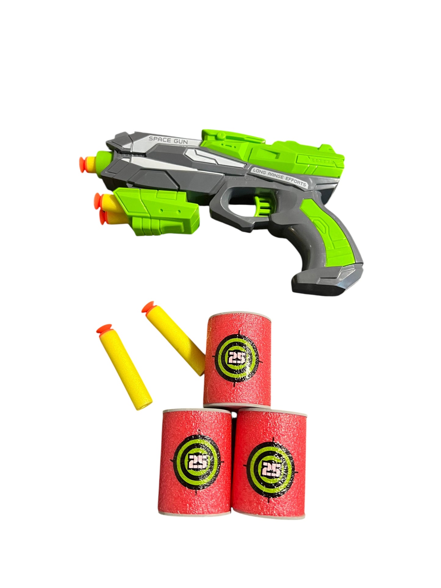 Mini Blaster Space Gun + Dardos y Latas de Tiro